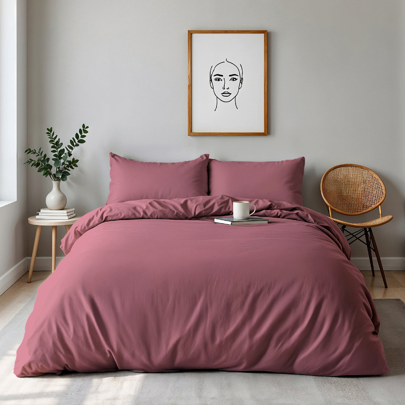 dekbed discounter Dekbedovertrek Percale Katoen Uni - Oud Roze