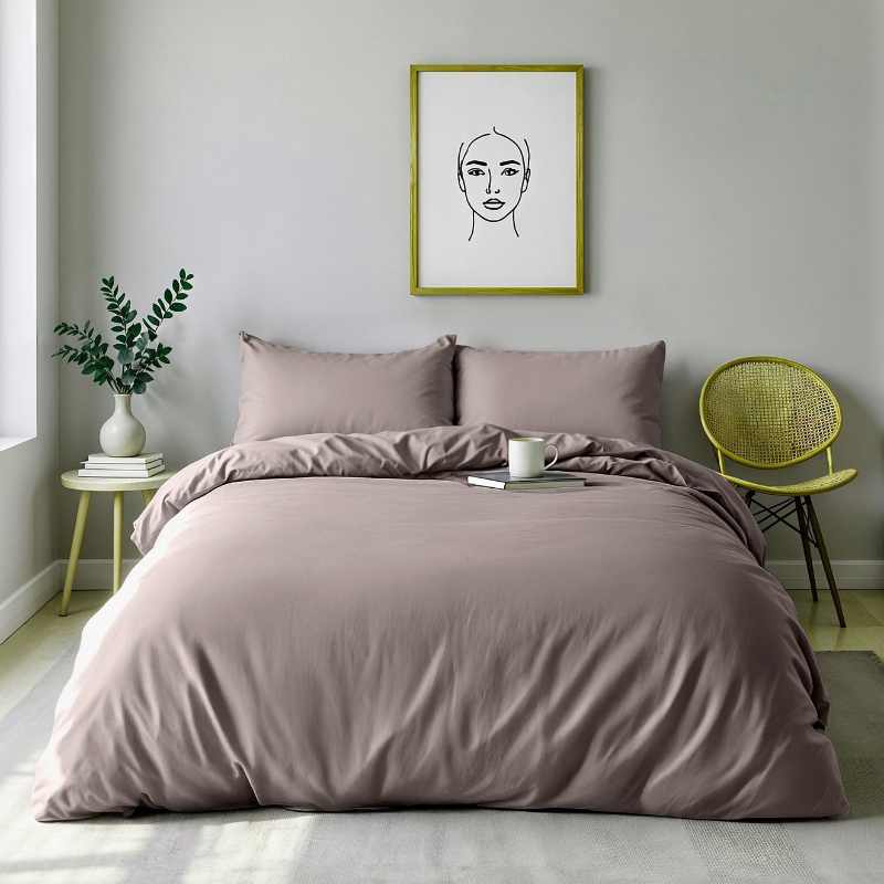 dekbed discounter Dekbedovertrek Percale Katoen Uni - Taupe