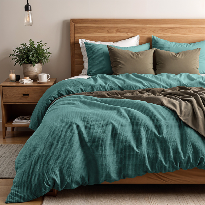 dekbed discounter Dekbedovertrek Percale-Katoen - Waffle - Groen