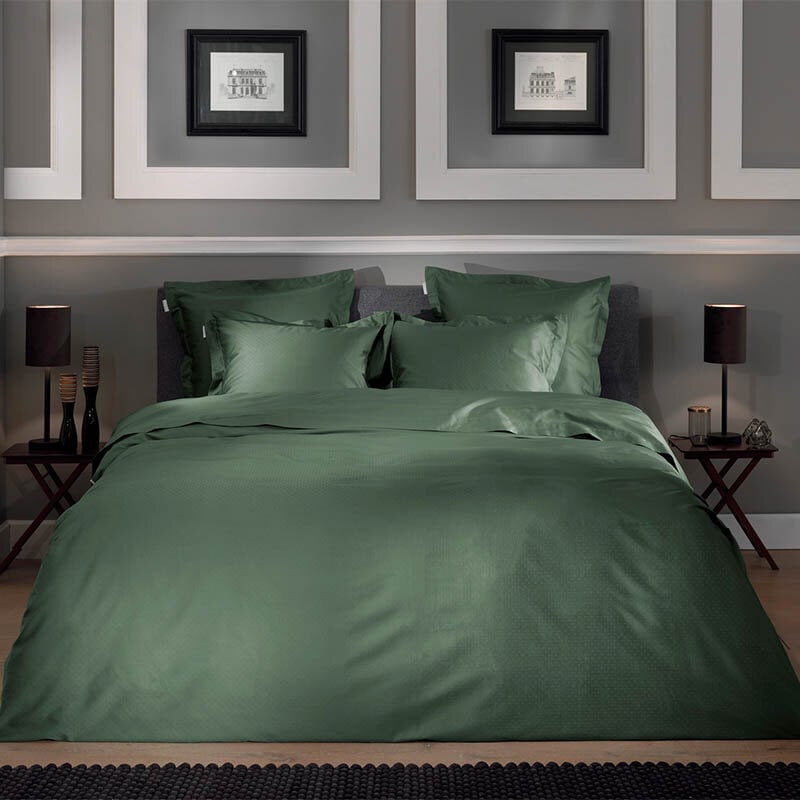 Dekbed Discounter Dekbedovertrek Punto Katoen-Satijn - Donker Groen