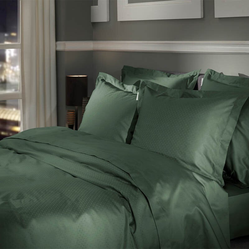 Dekbed Discounter Dekbedovertrek Punto Katoen-Satijn - Donker Groen