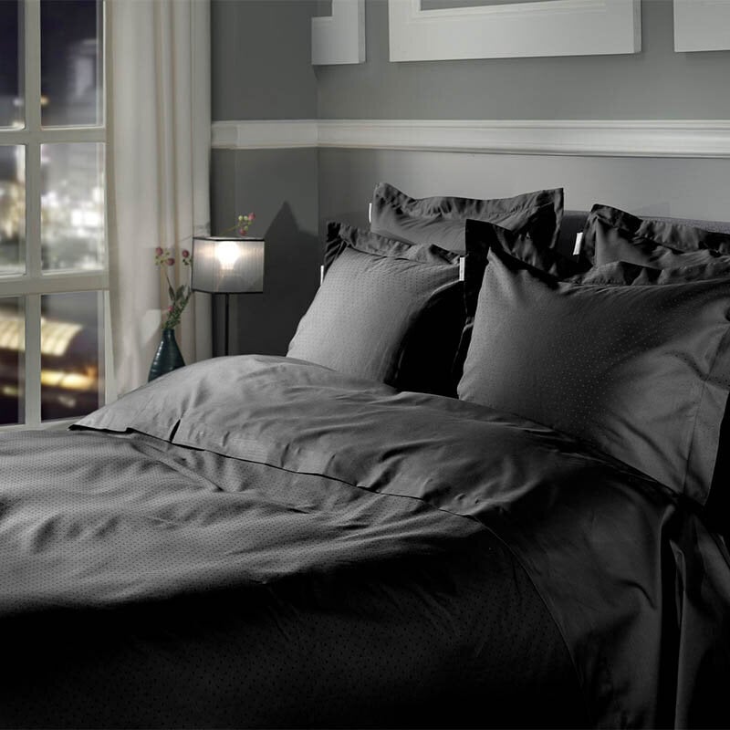Dekbed Discounter Dekbedovertrek Punto Katoen-Satijn - Zwart