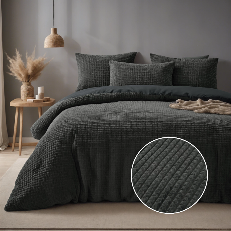 Dekbed Discounter Dekbedovertrek Teddy - Check - Antraciet