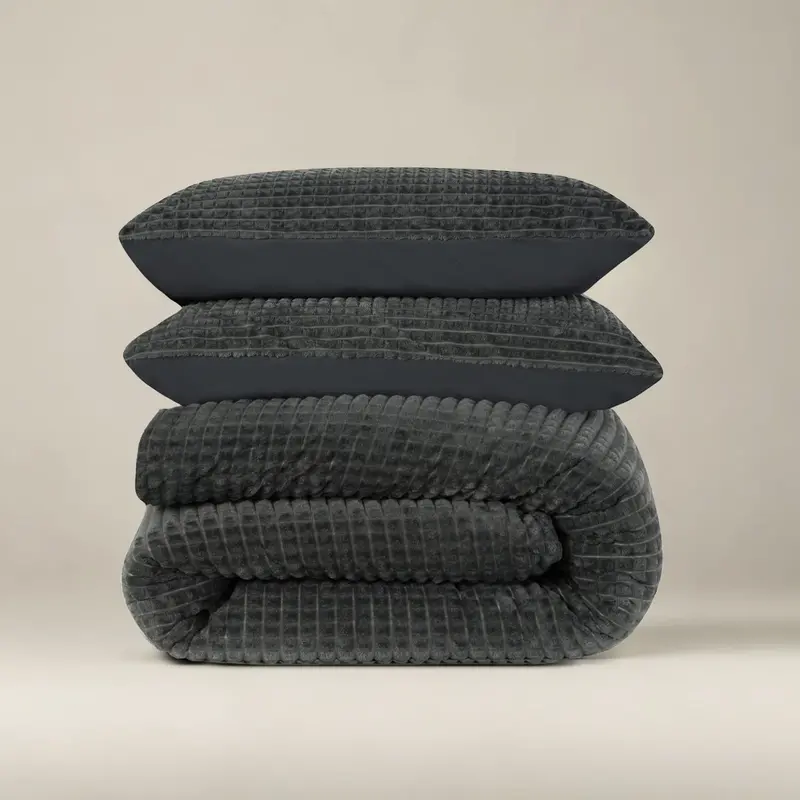 Dekbed Discounter Dekbedovertrek Teddy - Check - Antraciet