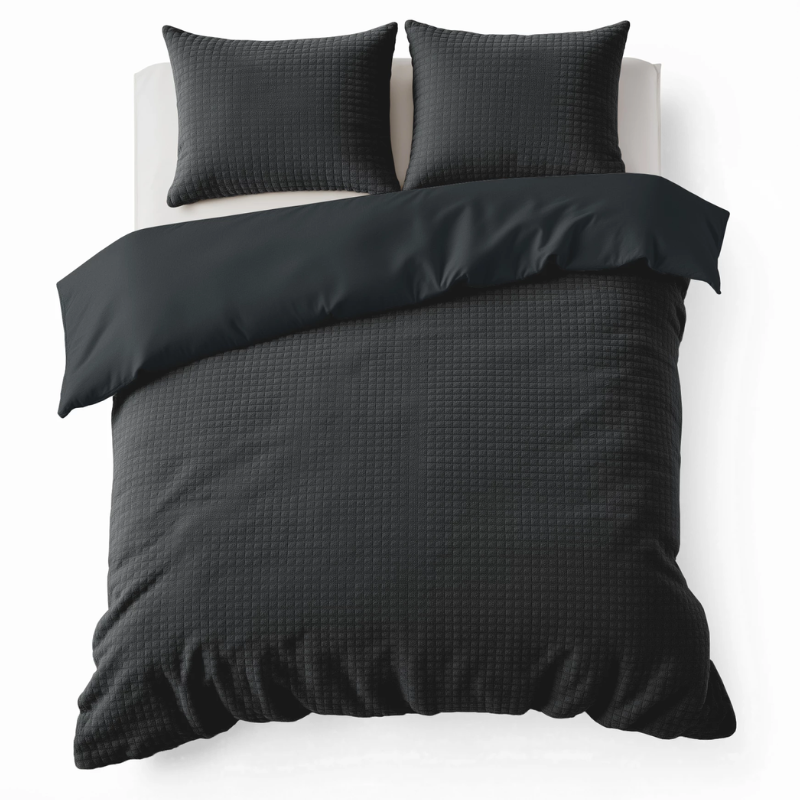 dekbed discounter Dekbedovertrek Teddy - Check - Antraciet