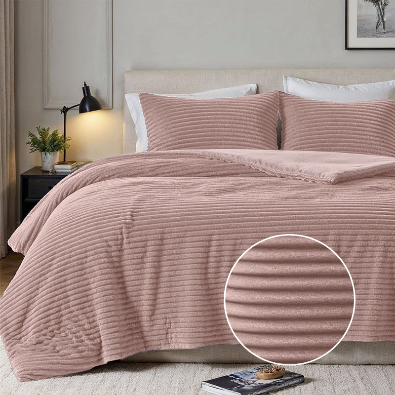 dekbed discounter Dekbedovertrek Teddy Rib - Oud Roze