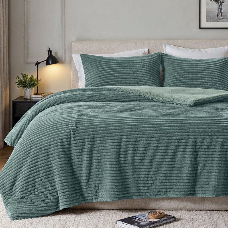 Dekbed Discounter Dekbedovertrek Teddy Rib - Zacht Groen