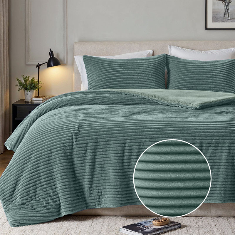 dekbed discounter Dekbedovertrek Teddy Rib - Zacht Groen