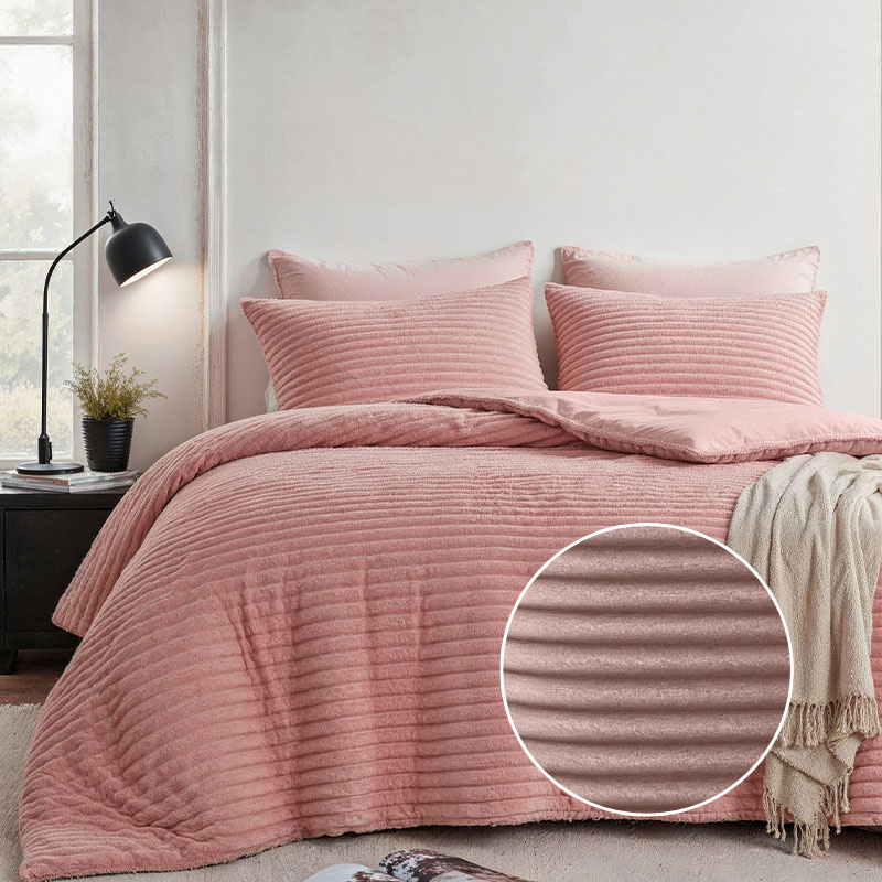 dekbed discounter Dekbedovertrek Teddy Rib - Zacht Roze