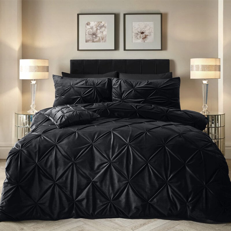 Dekbed Discounter Dekbedovertrek Velvet Pintuck - Zwart