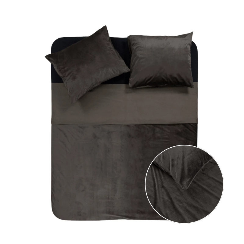 dekbed discounter Dekbedovertrek Velvet Piping - Taupe