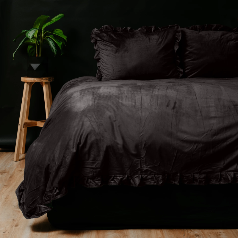 Dekbed Discounter Dekbedovertrek Velvet Ruffles - Zwart
