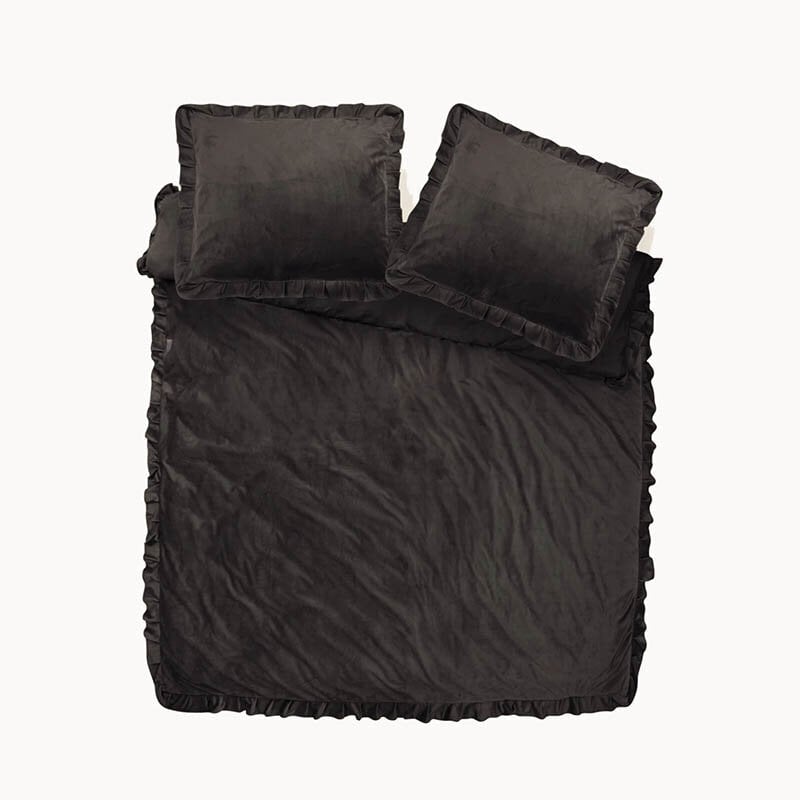 dekbed discounter Dekbedovertrek Velvet Ruffles - Zwart
