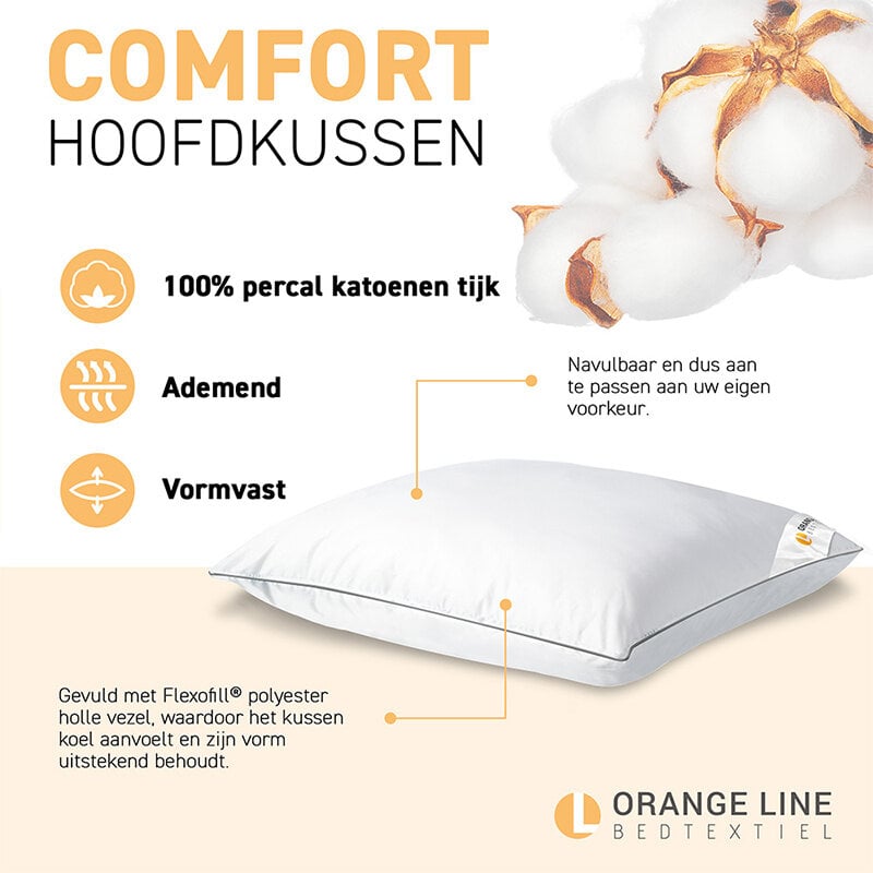 Dekbed Discounter Hoofdkussen Percale-Katoen - Comfort