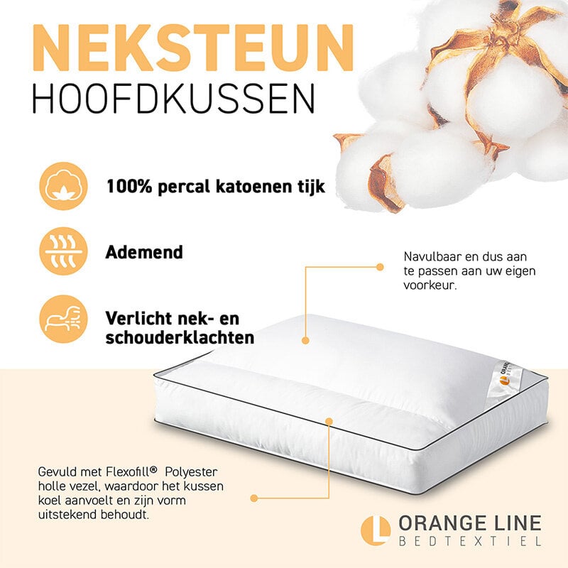 Dekbed Discounter Hoofdkussen Percale Katoen - Comfort - Neksteun