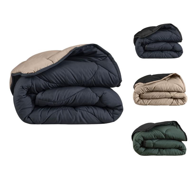 Dekbed Discounter Lazy Dekbed & Dekbedovertrek In 1 - Double Face - Zwart / Taupe