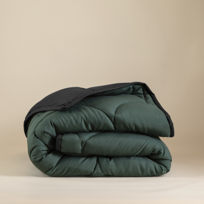 dekbed discounter Lazy Dekbed & Dekbedovertrek in 1 - Double Face - Zwart / Donkergroen