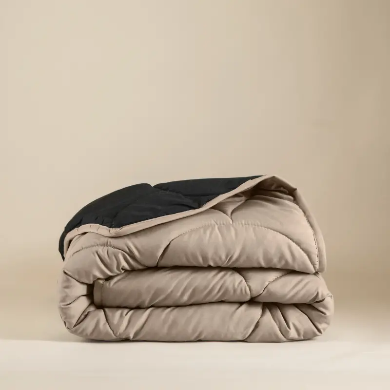 dekbed discounter Lazy Dekbed & Dekbedovertrek in 1 - Double Face - Zwart / Taupe
