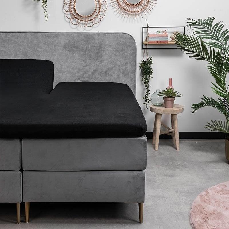 Dekbed Discounter Splittopper Hoeslaken - Flanel - Zwart