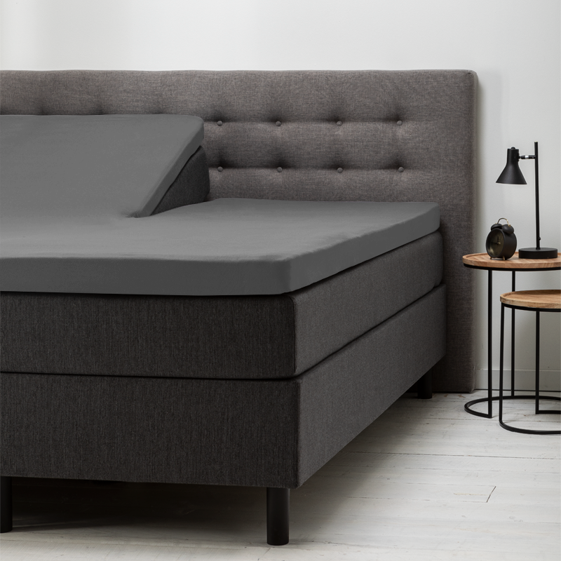 Dekbed Discounter Splittopper Hoeslaken - Katoen - Antraciet - Verkoelend