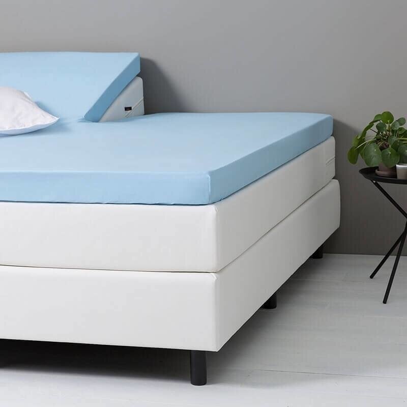 dekbed discounter Splittopper Hoeslaken - Katoen - Blauw - 160 x 220 cm