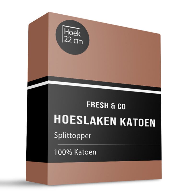 dekbed discounter Splittopper Hoeslaken - Katoen - Cognac - Verkoelend