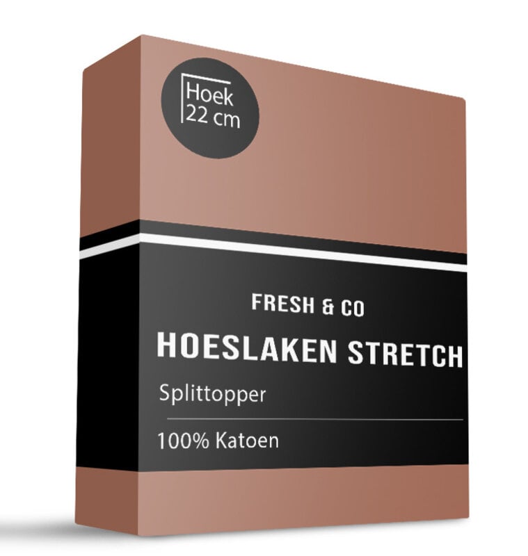 dekbed discounter Splittopper Hoeslaken - Katoen Jersey Stretch - Cognac