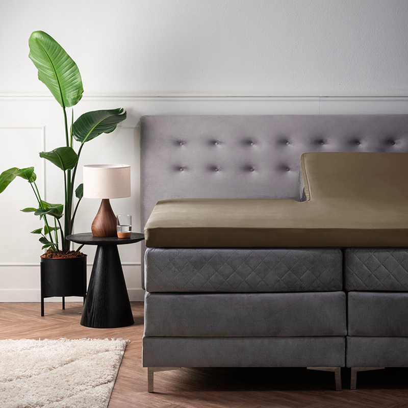 Dekbed Discounter Splittopper Hoeslaken Satijn - Truffel