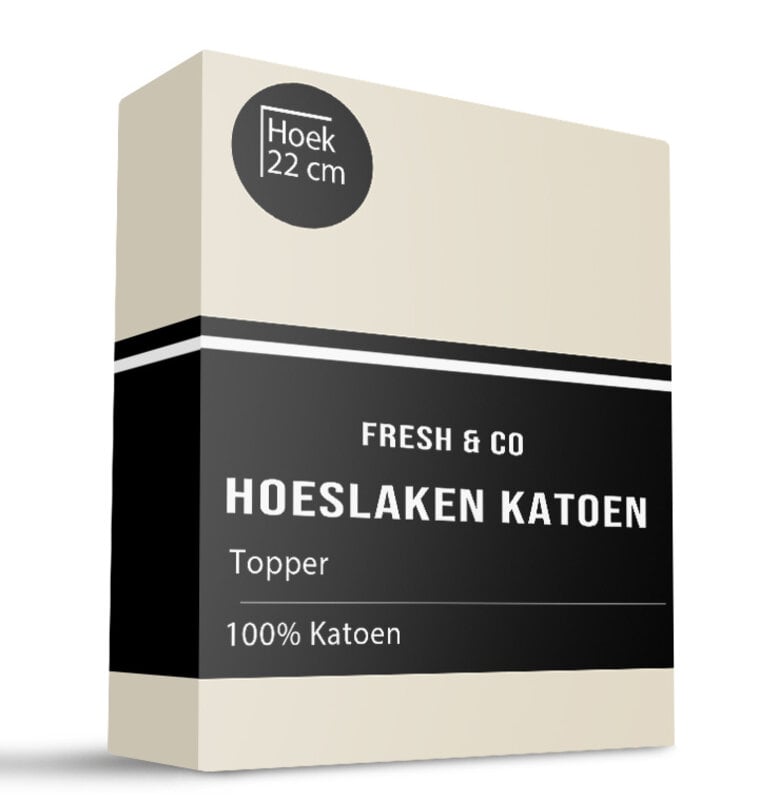 dekbed discounter Topper Hoeslaken - Katoen - Creme - Verkoelend