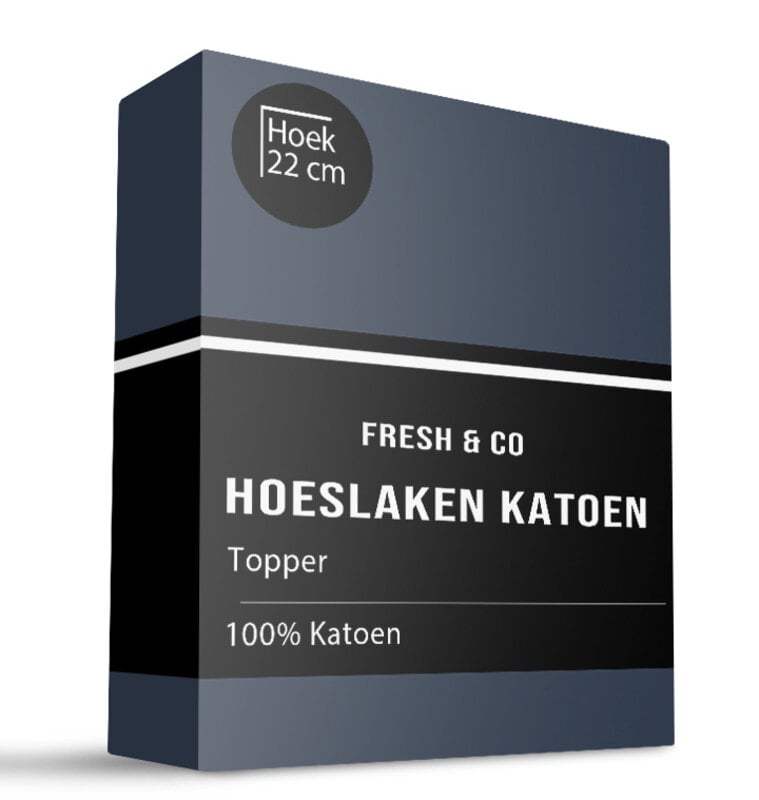 dekbed discounter Topper Hoeslaken - Katoen - Navy - Verkoelend