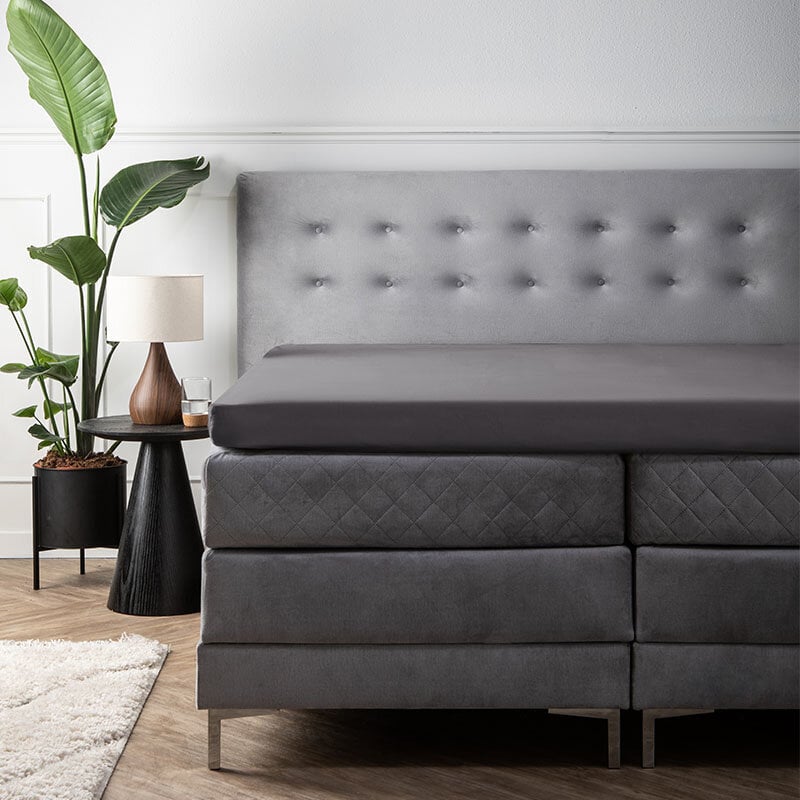 Dekbed Discounter Topper Hoeslaken - Satijn - Antraciet