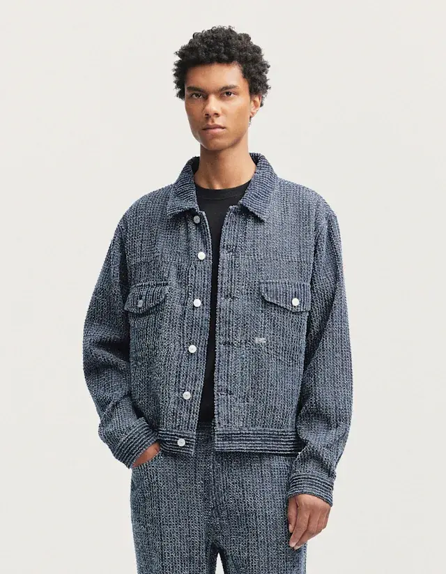denham CHESTER JACKET Structured Bouclé Denim - Boxy Fit