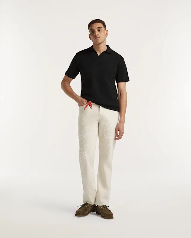 Denham DAGGER S02 Candiani Selvedge Ecru Rip & Repair - Relaxed Fit