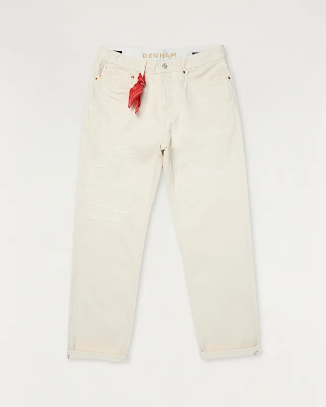 denham DAGGER S02 Candiani Selvedge Ecru Rip & Repair - Relaxed Fit