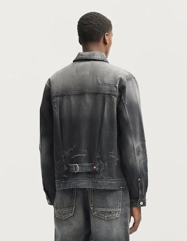 Denham DAGGER WORKER JACKET Phantom Black Selvedge Repair - Relaxed Fit