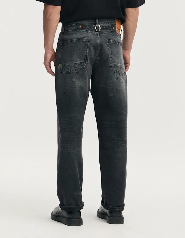 Denham DAGGER WORKER Phantom Black Selvedge Repair - Relaxed Fit