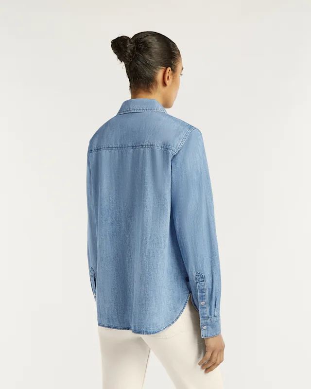Denham KAZU SHIRT Mid-wash Chambray - Regular Fit