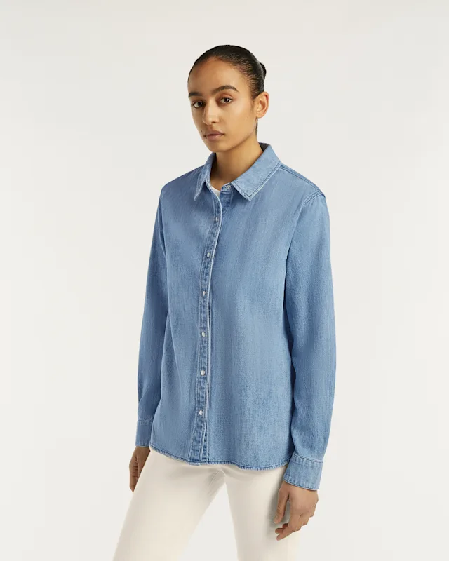 Denham KAZU SHIRT Mid-wash Chambray - Regular Fit