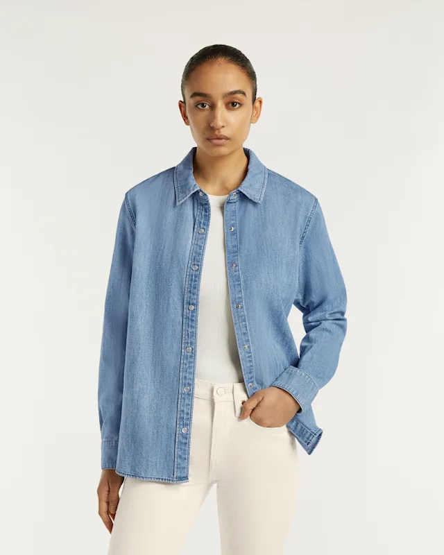 denham KAZU SHIRT Mid-wash Chambray - Regular Fit