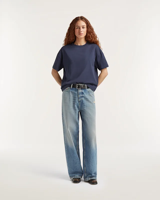 denham KIKO Rigid Vintage Blue - Wide Fit