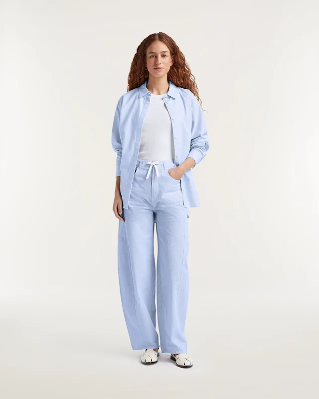 denham MAKI PANT Seersucker Stripe - Wide Fit