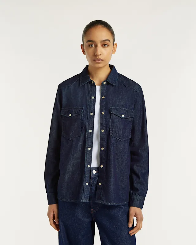 denham HANA SHIRT Candiani Indigo Rinse - Regular Fit