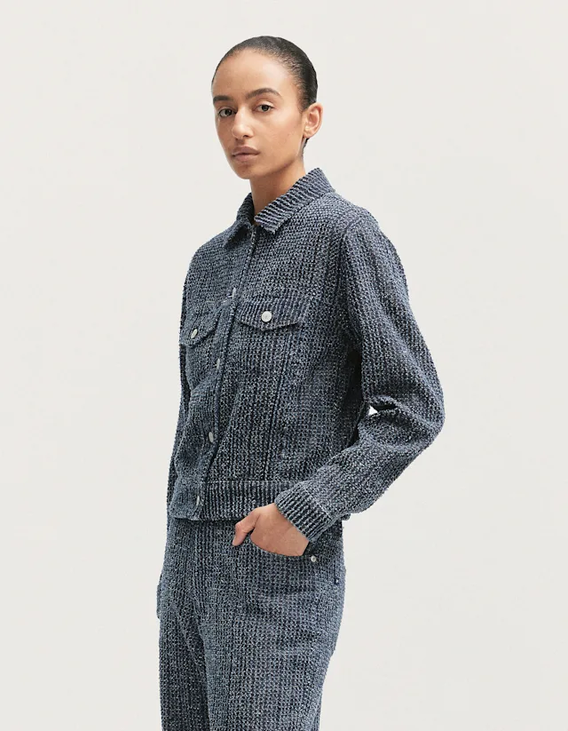 Denham KAZUKO MINI TRUCKER JACKET Structured Bouclé Denim - Regular Fit