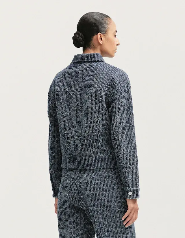 Denham KAZUKO MINI TRUCKER JACKET Structured Bouclé Denim - Regular Fit