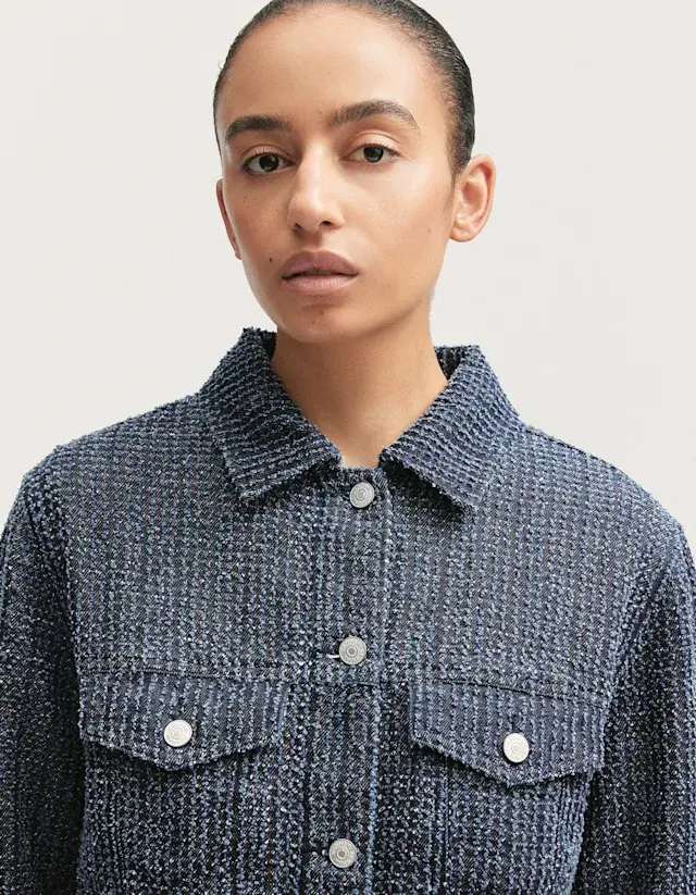 Denham KAZUKO MINI TRUCKER JACKET Structured Bouclé Denim - Regular Fit