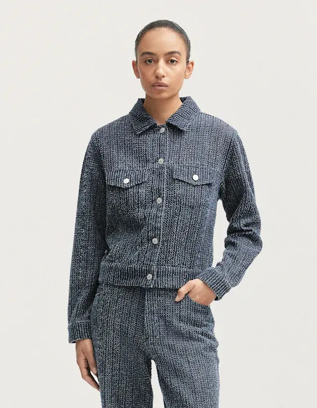 denham KAZUKO MINI TRUCKER JACKET Structured Bouclé Denim - Regular Fit