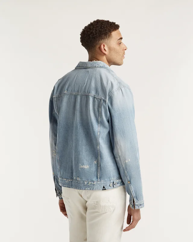 Denham LONDON JACKET Candiani Rigid Rip & Repair - Regular Fit