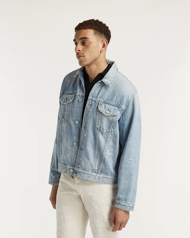 Denham LONDON JACKET Candiani Rigid Rip & Repair - Regular Fit