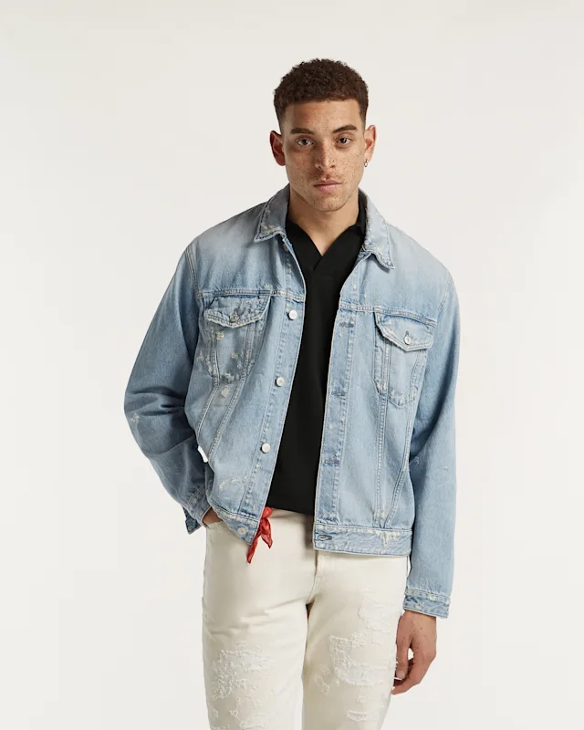 denham LONDON JACKET Candiani Rigid Rip & Repair - Regular Fit