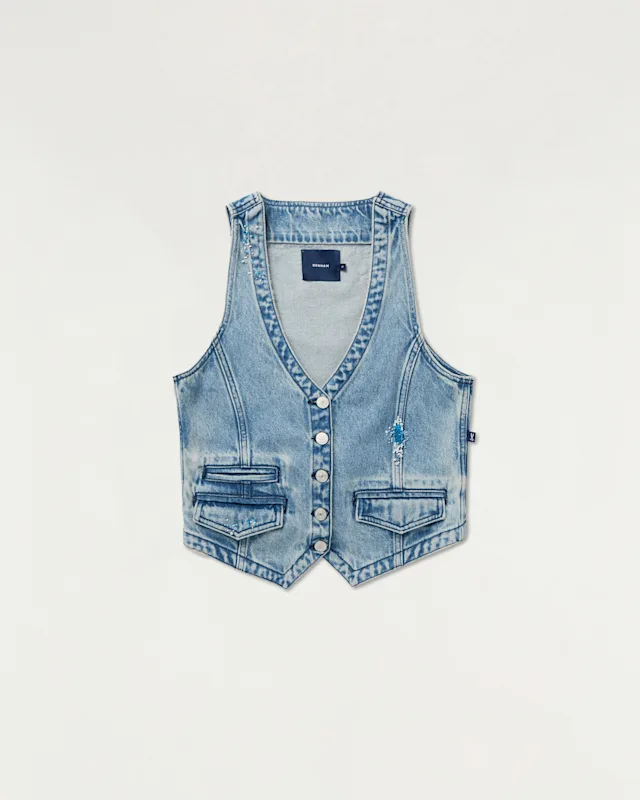 Denham MASAKI VEST Stonewash Embroidery - Regular Fit
